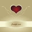 Golden card with red heart and banner