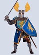 Medieval knight isolated on grey background.