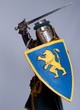 Medieval knight isolated on grey background.