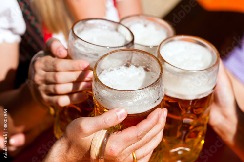 Photo: Fresh beer in a Beer garden Fresh beer in a Beer garden