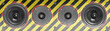 Stylish metallic loudspeaker. Panoramic composition in high reso