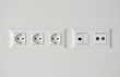 electrical, ethernet and tv or radio socket on the wall