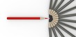 Illustration: Group of gray pencils with a red one pencil in opposite Group of gray pencils with a red one pencil in opposite