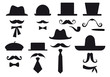 Vektor: mustache and hats, vector set mustache and hats, vector set