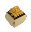 Goldbars in a cardboard box.