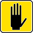 Icon black  hand on a yellow background