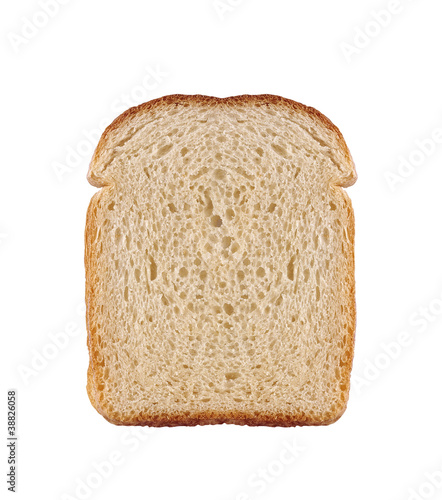 Photo: one slice of wheat bread isolated on white one slice of wheat bread isolated on white
