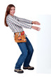 Women moving white plate