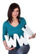 Woman with letters www