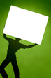 man holding white shield