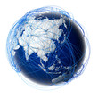 Major global aviation routes on the globe