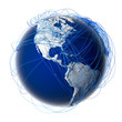 Major global aviation routes on the globe