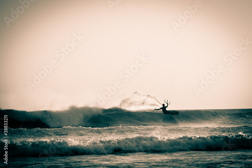 Photo: Kitesurfing in Andalusia, Spain. Kitesurfing in Andalusia, Spain.