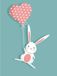 Valentine card with a cute bunny, vector illustration