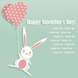 Valentine card with a cute bunny, vector illustration