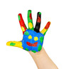 Kinderhand bunt und lachend Kinderhand bunt und lachend