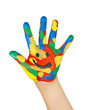 bunte Kinderhand mit Smiley bunte Kinderhand mit Smiley