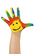 lachende bunte Kinderhand rechts lachende bunte Kinderhand rechts