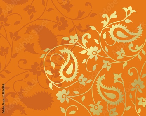 Vector: paisley floral pattern textile swatch, India paisley floral pattern textile swatch, India
