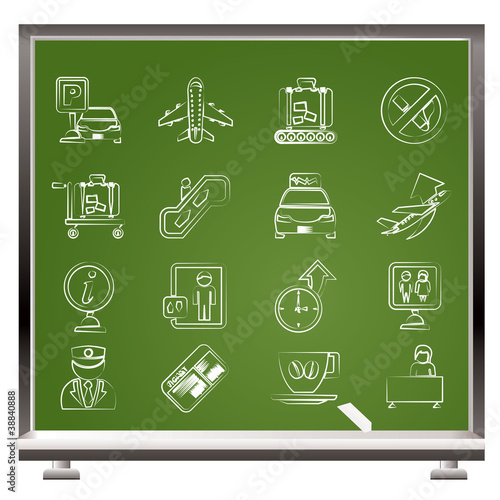 Vector: Airport and transportation icons - vector icon set Airport and transportation icons - vector icon set