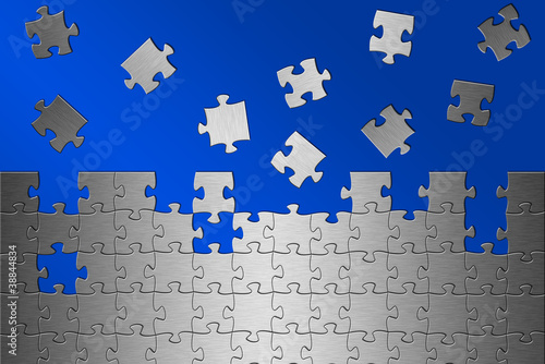 Illustration: Puzzle Aluminium gebürstet blauer Hintergrund Puzzle Aluminium gebürstet blauer Hintergrund