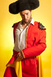 Bullfighter courage red yellow humor spanish colors