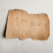 Photo: I love you. The message on fragmentary sheet. I love you. The message on fragmentary sheet.