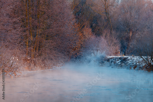 Photo: cold river with fog cold river with fog