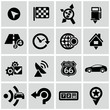 Black map and navigation icons set.