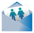 Courrier, email, message, invitation, enveloppe, couple, gens