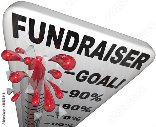 Illustration: Fundraiser Thermometer Tracks Goal Reached Success Fundraiser Thermometer Tracks Goal Reached Success