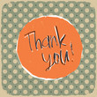 Vintage label with thank you message on old textured polka dots