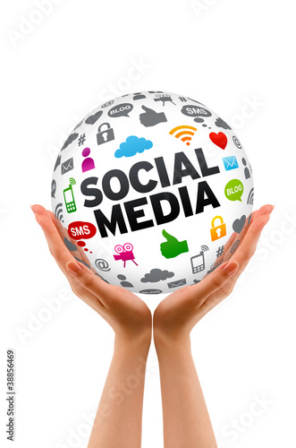 Illustration: Hands holding a Social Media Sphere Hands holding a Social Media Sphere