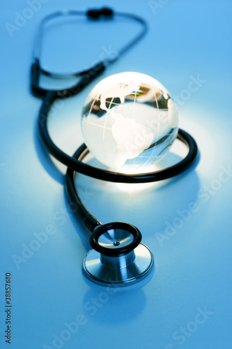 Photo: Stethoscope and Globe Stethoscope and Globe