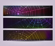 Set of dark banners with spider web and shining water drops. Set of dark banners with spider web and shining water drops.