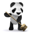 3d Panda bear keeps a tidy house
