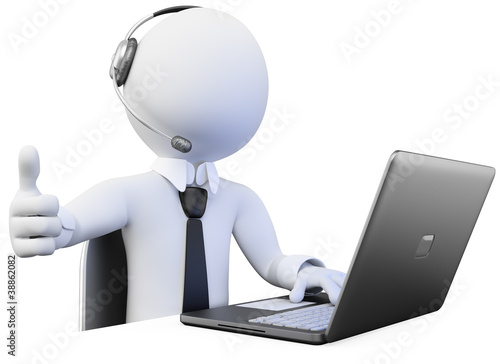 Illustration: 3D Operator working in a call center 3D Operator working in a call center