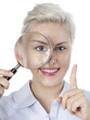 Pretty young woman with magnifier has a good idea