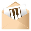 Courrier, email, message, invitation, enveloppe, piano, art