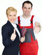 Apprentices for mechanic and office showing thumps up