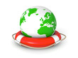 Earth on a lifebelt 3d render