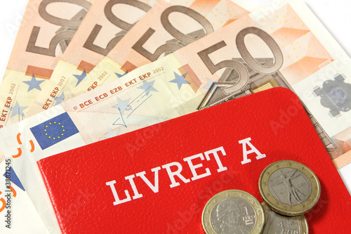 Photo: Livret A avec billets et monaie Livret A avec billets et monaie