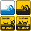 Vector: Danger big waves sign. Tsunami Danger big waves sign. Tsunami