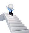 3d small person sitting on a stairs. 3d small person sitting on a stairs.