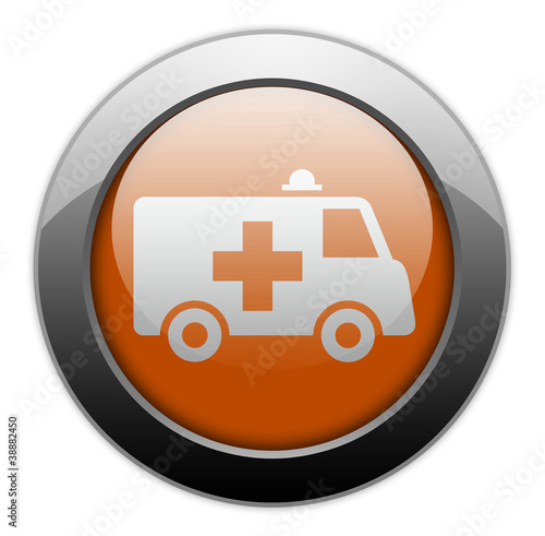 Illustration: Orange Metallic Orb Button "Ambulance" Orange Metallic Orb Button "Ambulance"