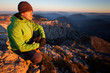Young man enjoying autumn mountain sunset Young man enjoying autumn mountain sunset