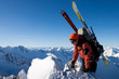 Young woman on a mountain ridge in winter