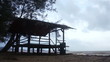 Fisherman shelter with background of beach during monsoon season Fisherman shelter with background of beach during monsoon season
