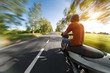 Rider on motorcycle in beuatiful nature