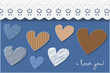 Liebe Herz Postkarte Patchwork Blau